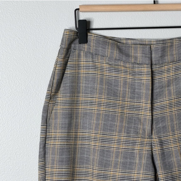 Zara Tartan Plaid Pants Trousers Ankle Length Black Pockets Straight Leg Size M - Picture 6 of 16